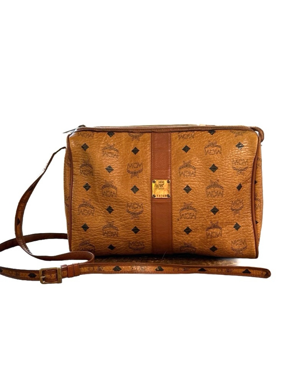 Vintage MCM Patricia Visetos Monogram Tan Leather Shoulder Bag